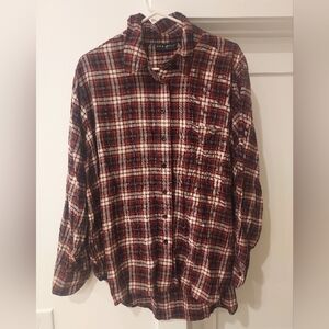 Lane Bryant Red and White Plaid Shirt